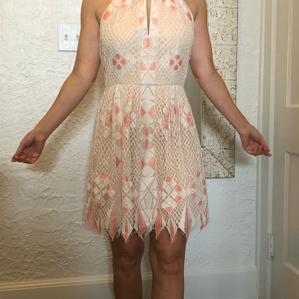 BCBmaxazria pink and cream dress